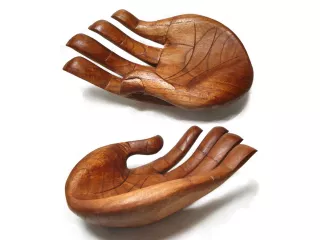 Efektowna Rzeźba z Drewna Suar Dłoń RĘKA 25cm Patera Lite Drewno Rękodzieło